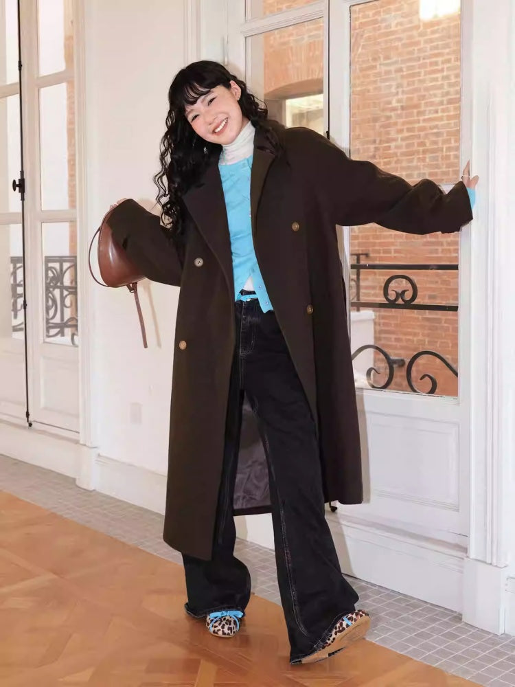 "Retro Roaming" Retro Casual Raglan Sleeve Mid-Length Wool Coat【s0000014282】