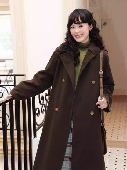 "Retro Roaming" Retro Casual Raglan Sleeve Mid-Length Wool Coat【s0000014282】