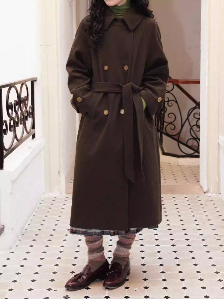 "Retro Roaming" Retro Casual Raglan Sleeve Mid-Length Wool Coat【s0000014282】