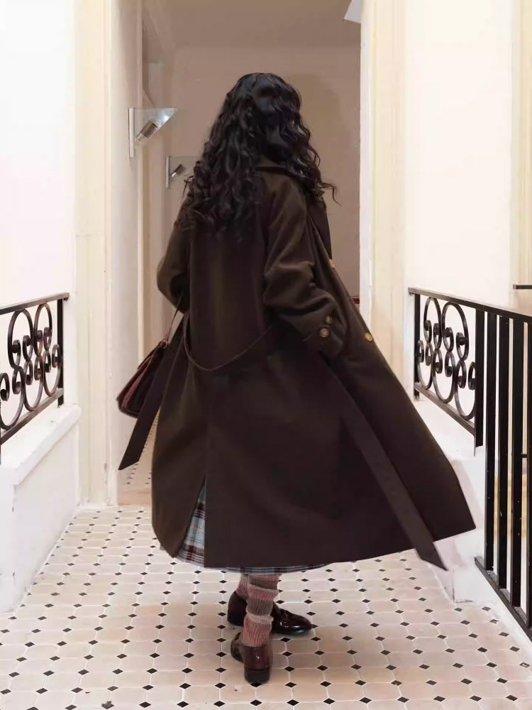 "Retro Roaming" Retro Casual Raglan Sleeve Mid-Length Wool Coat【s0000014282】