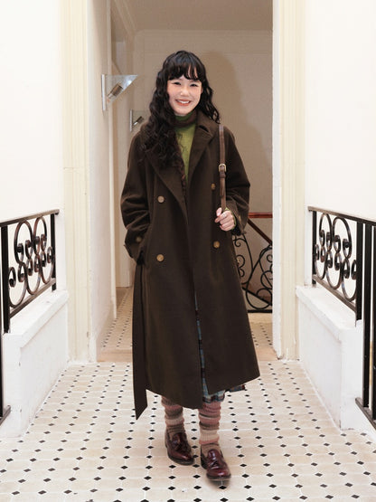 "Retro Roaming" Retro Casual Raglan Sleeve Mid-Length Wool Coat【s0000014282】
