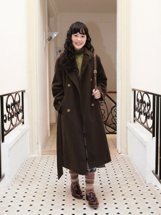 "Retro Roaming" Retro Casual Raglan Sleeve Mid-Length Wool Coat【s0000014282】