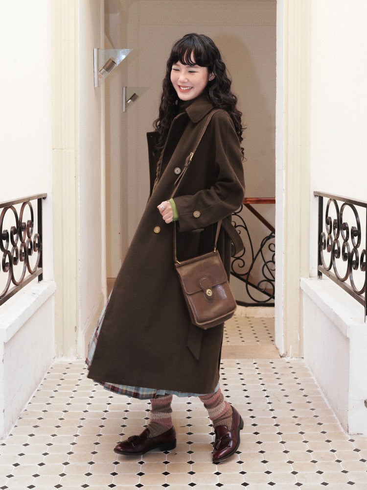 "Retro Roaming" Retro Casual Raglan Sleeve Mid-Length Wool Coat【s0000014282】