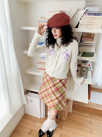 "Romantic Paradox" Retro Ruffle Collar Picked Hole Cardigan【s0000014283】