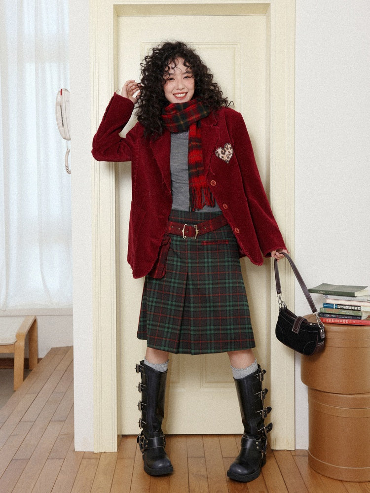 "Dualism" Retro Casual Two-Sided Pleated Plaid Skirt【s0000014284】