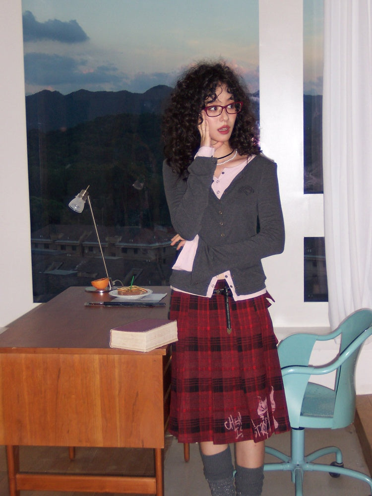 "Dualism" Retro Casual Two-Sided Pleated Plaid Skirt【s0000014284】