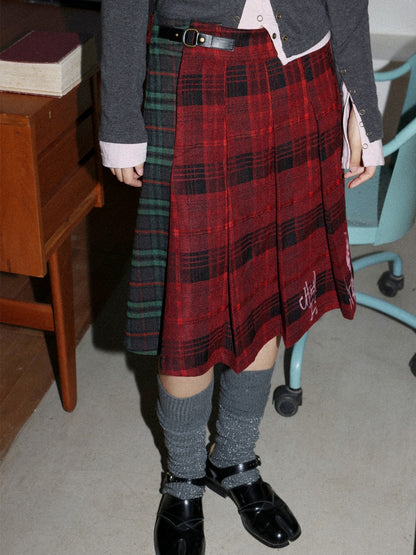 "Dualism" Retro Casual Two-Sided Pleated Plaid Skirt【s0000014284】