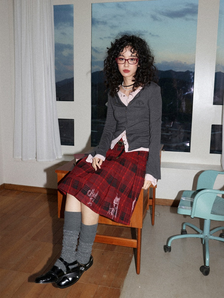 "Dualism" Retro Casual Two-Sided Pleated Plaid Skirt【s0000014284】