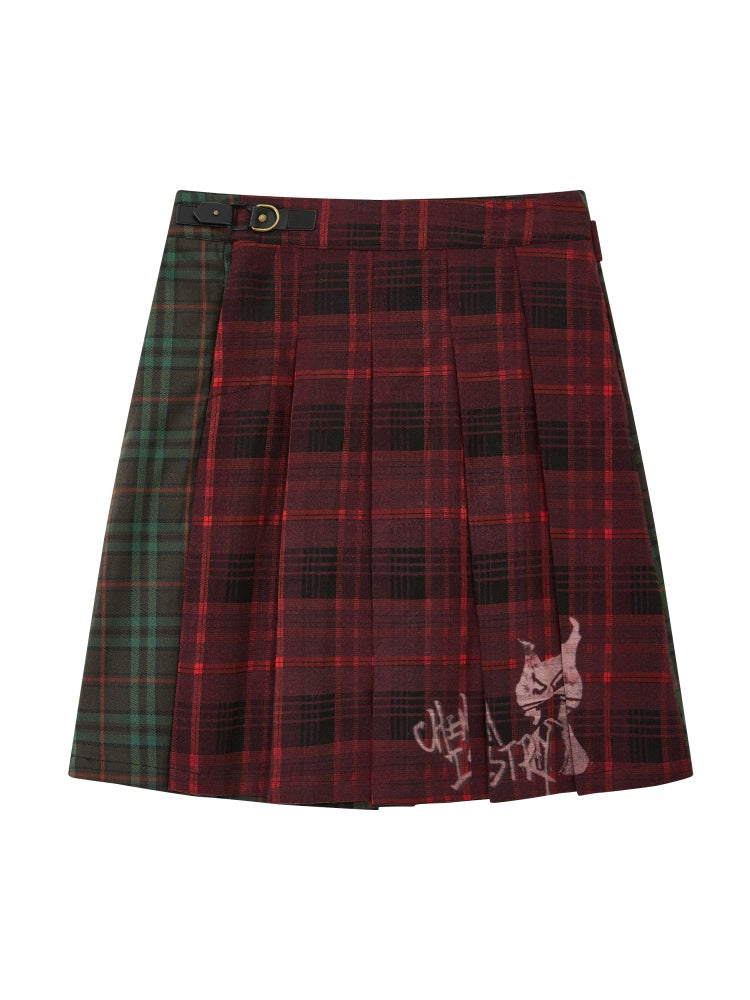 "Dualism" Retro Casual Two-Sided Pleated Plaid Skirt【s0000014284】
