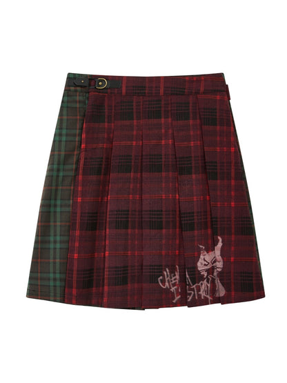 "Dualism" Retro Casual Two-Sided Pleated Plaid Skirt【s0000014284】