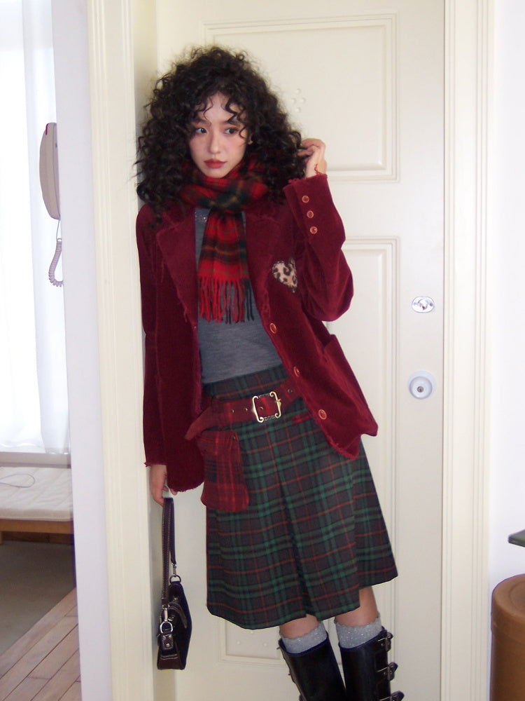 "Dualism" Retro Casual Two-Sided Pleated Plaid Skirt【s0000014284】