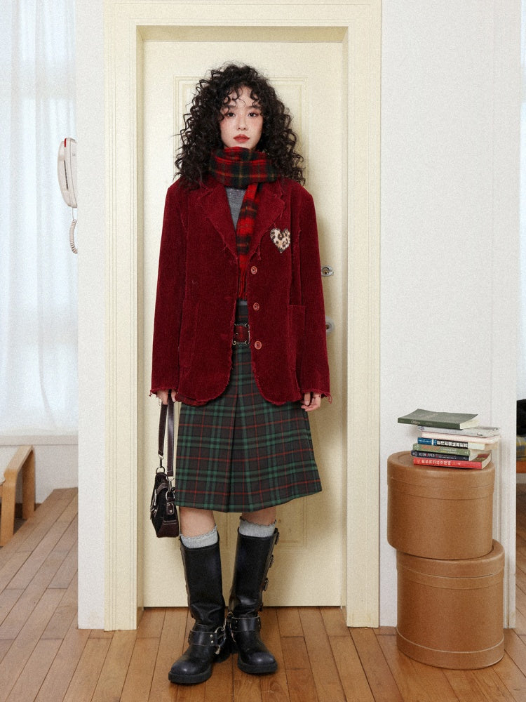"Dualism" Retro Casual Two-Sided Pleated Plaid Skirt【s0000014284】