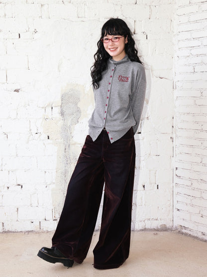 "Echo Of Freedom" Micro High Neck Slim Embroidery Knitted Cardigan【s0000014286】