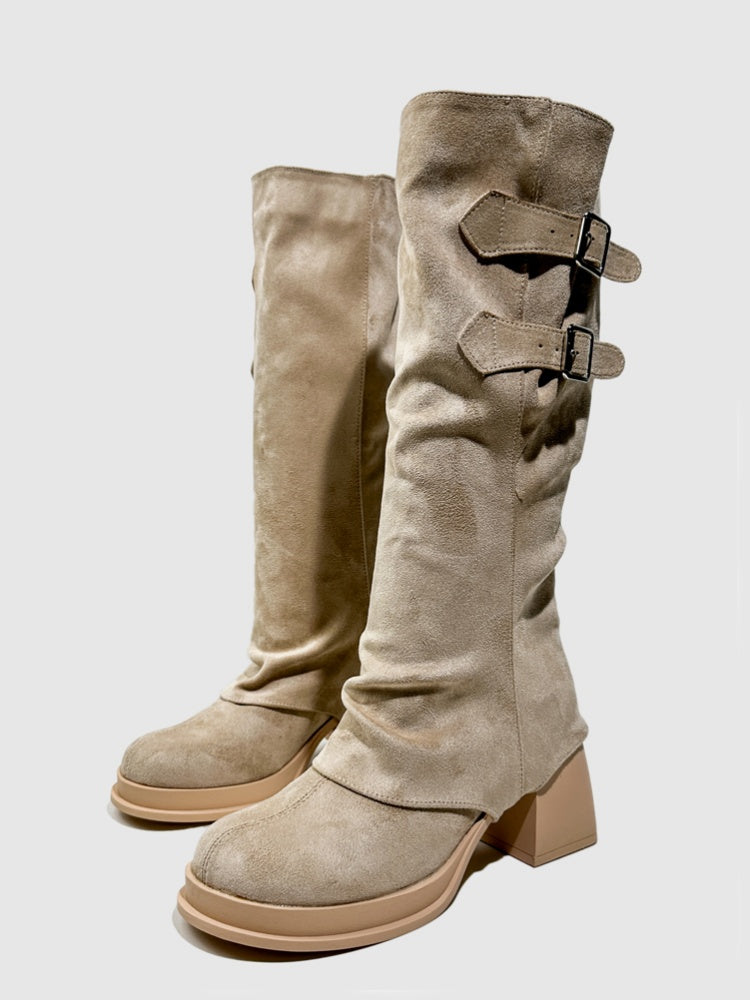 Thick Sole Slimming Fashion Boots Spice Girls Thick Heels Sweet Cool Y2k Vintage Short Martin Boots【s0000014289】