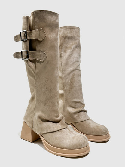 Thick Sole Slimming Fashion Boots Spice Girls Thick Heels Sweet Cool Y2k Vintage Short Martin Boots【s0000014289】