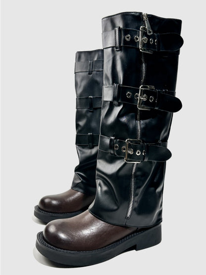 Retro Polished Boots British Style Slimming Leg Length Martin Boots【s0000014292】