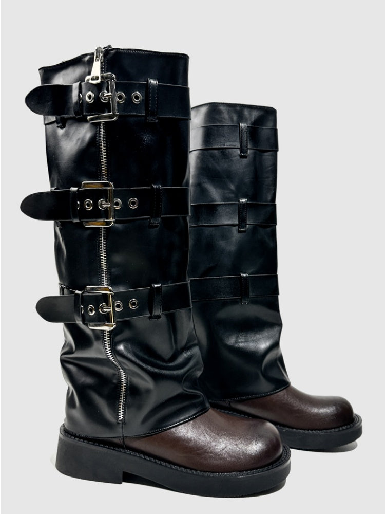 Retro Polished Boots British Style Slimming Leg Length Martin Boots【s0000014292】
