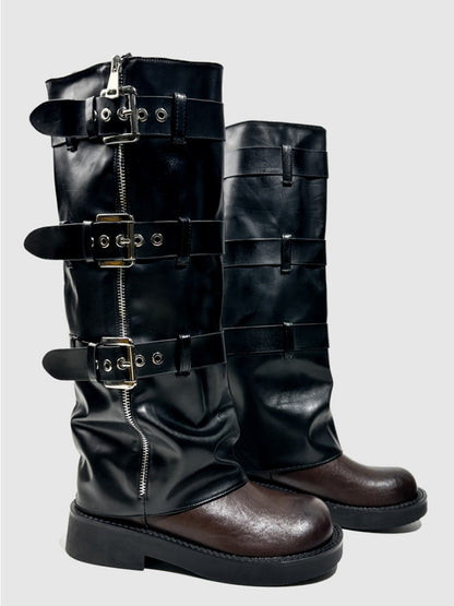 Retro Polished Boots British Style Slimming Leg Length Martin Boots【s0000014292】