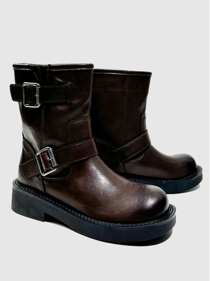 Retro Polished Boots British Style Slimming Leg Length Martin Boots【s0000014292】