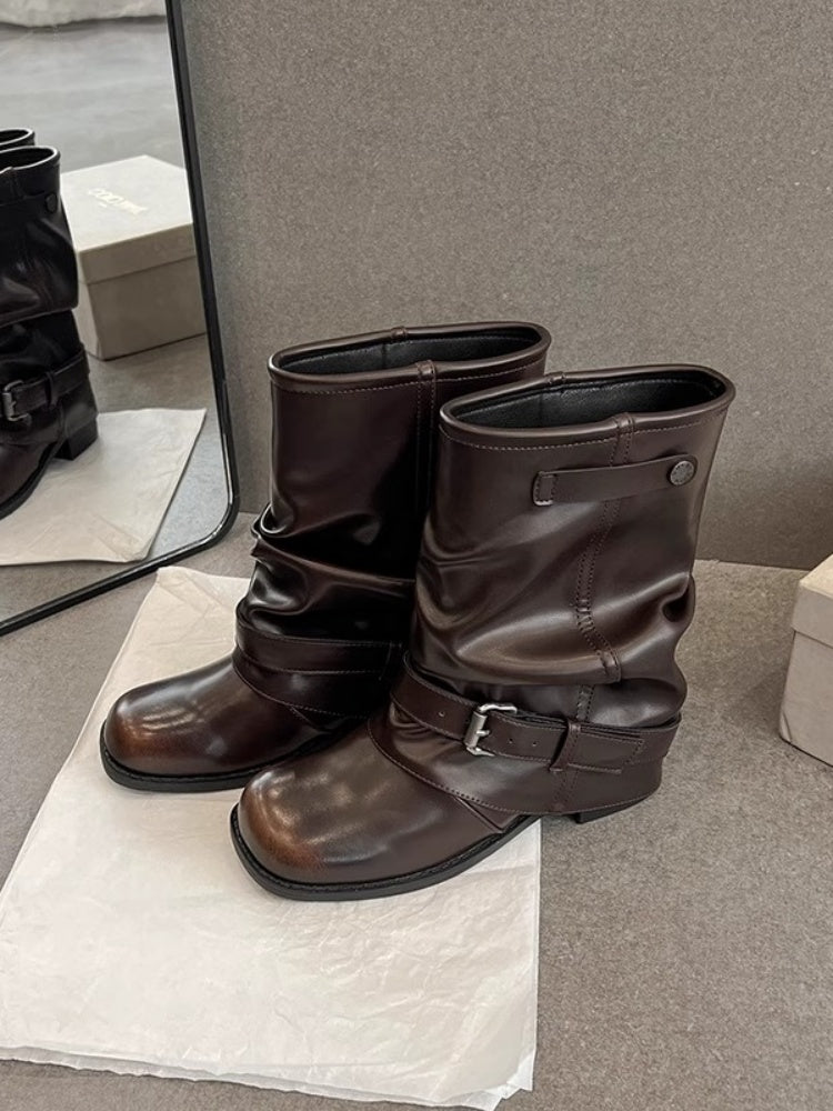 Color Polish Trouser Boots Fashion Babes Dancing Boots Belt Buckles Cool Motorcycle Boots【s0000014297】