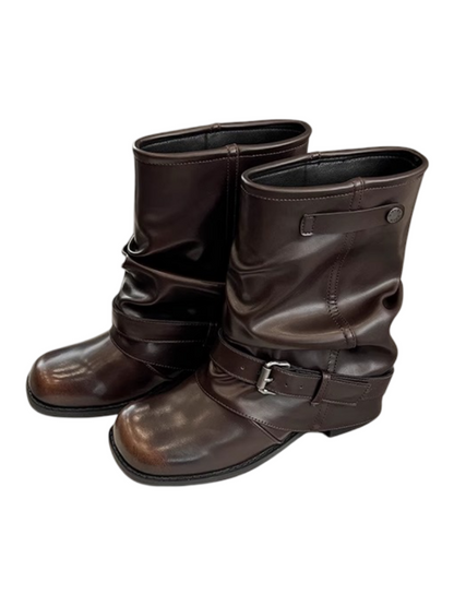 Color Polish Trouser Boots Fashion Babes Dancing Boots Belt Buckles Cool Motorcycle Boots【s0000014297】