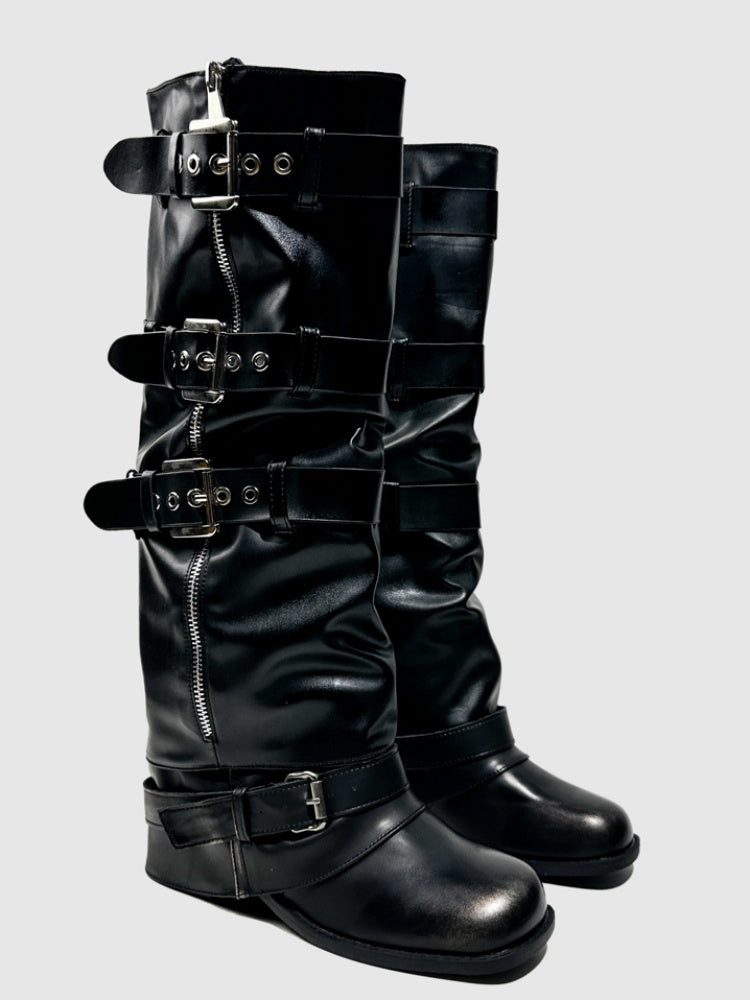 Color Polish Trouser Boots Fashion Babes Dancing Boots Belt Buckles Cool Motorcycle Boots【s0000014297】