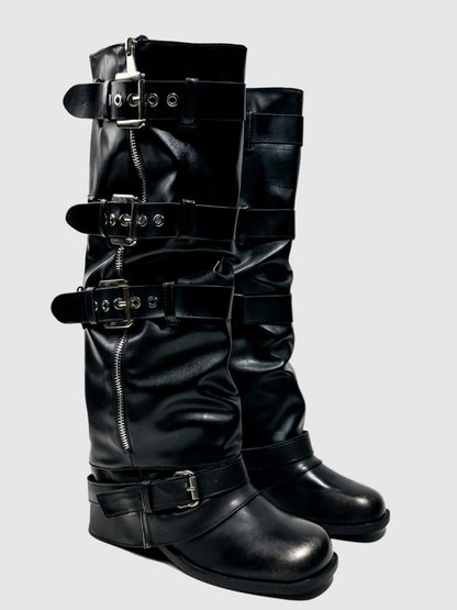Color Polish Trouser Boots Fashion Babes Dancing Boots Belt Buckles Cool Motorcycle Boots【s0000014297】