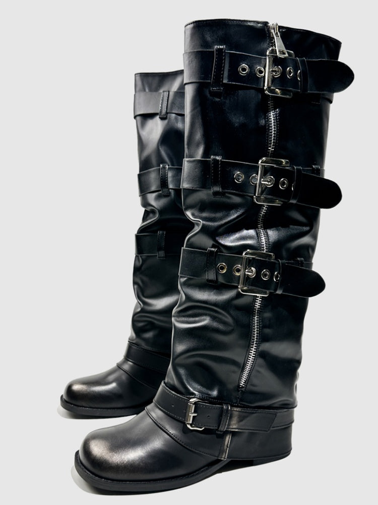 Color Polish Trouser Boots Fashion Babes Dancing Boots Belt Buckles Cool Motorcycle Boots【s0000014297】