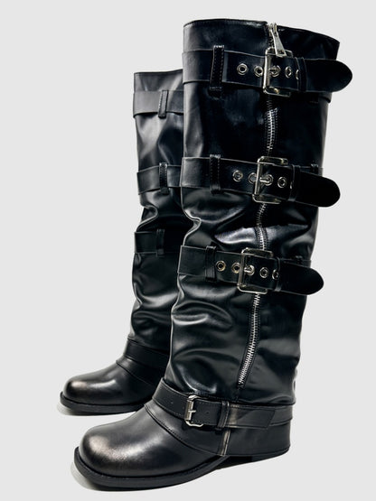 Color Polish Trouser Boots Fashion Babes Dancing Boots Belt Buckles Cool Motorcycle Boots【s0000014297】