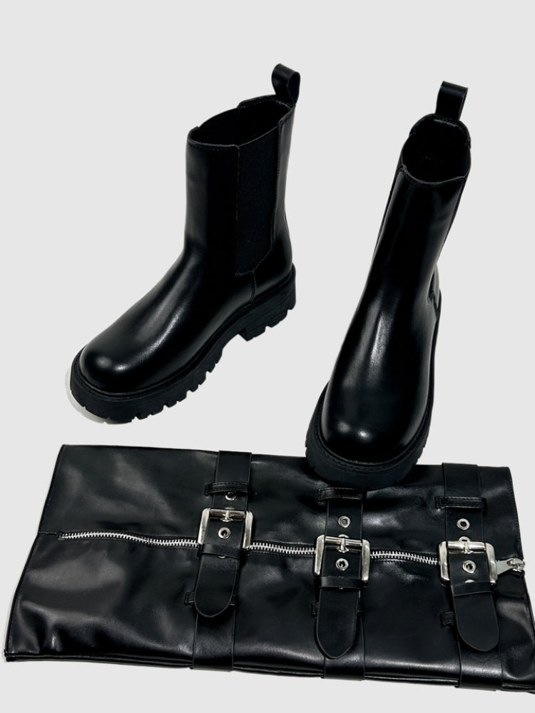 Fashion Martin Boots Elastic Band Hong Kong Trendy Sweet Cool Platform Biker Booties【s0000014299】