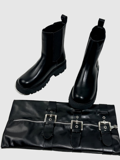 Fashion Martin Boots Elastic Band Hong Kong Trendy Sweet Cool Platform Biker Booties【s0000014299】