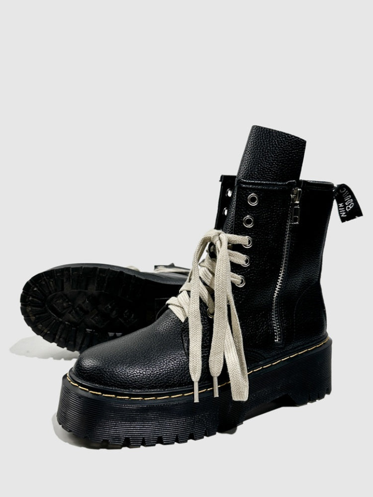 Thick-Soled Trendy Brand Martin Boots Short Cow Tendon Soles Non-Slip Leather Fashion Mid-Leg Boots【s0000014301】