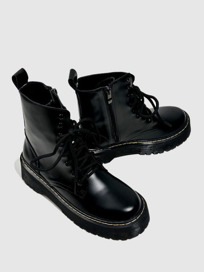 Retro Cow Tendon Sole Mid-Leg Boots Lace-up Classic Versatile Short Boots【s0000014302】