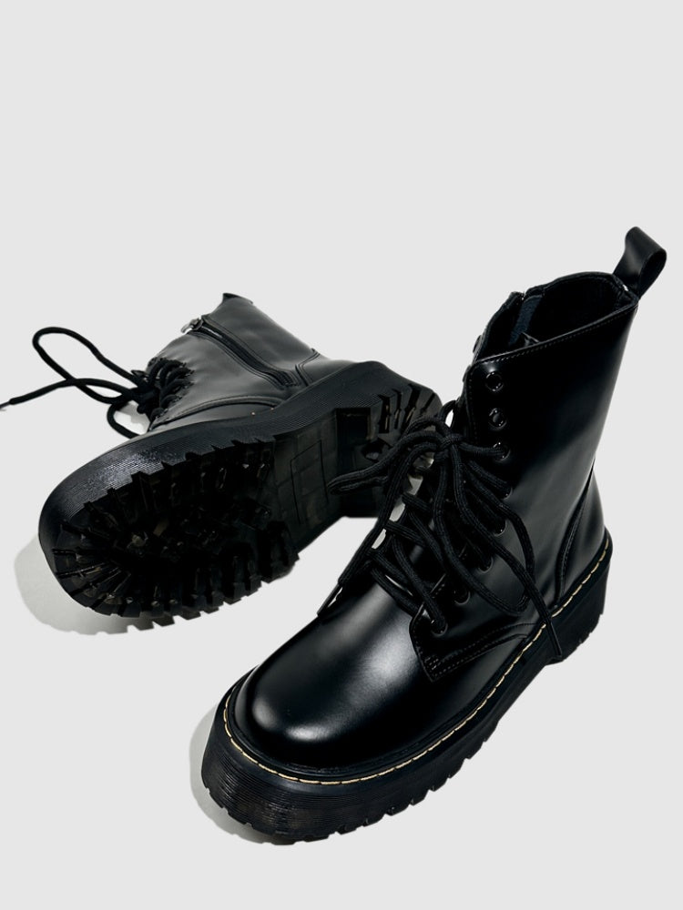 Retro Cow Tendon Sole Mid-Leg Boots Lace-up Classic Versatile Short Boots【s0000014302】