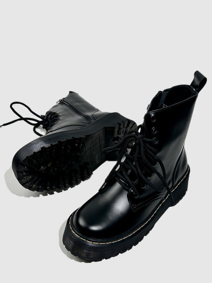 Retro Cow Tendon Sole Mid-Leg Boots Lace-up Classic Versatile Short Boots【s0000014302】