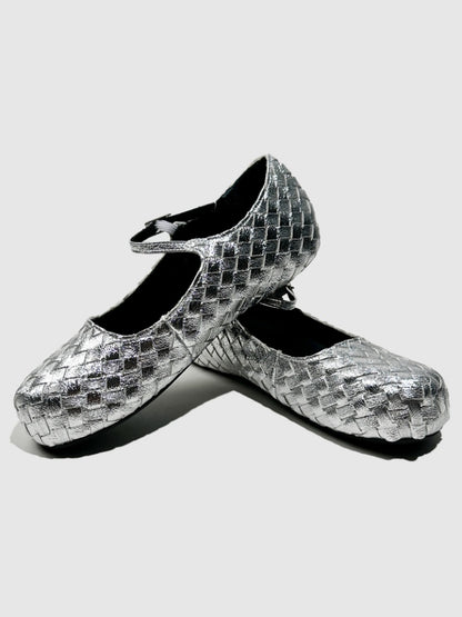 Gold Woven Ballerina Female French Low Heel Gentle Fairy Style Mary Jane Shoes【s0000014303】