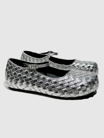 Gold Woven Ballerina Female French Low Heel Gentle Fairy Style Mary Jane Shoes【s0000014303】