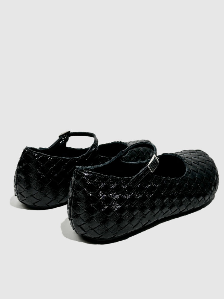 Gold Woven Ballerina Female French Low Heel Gentle Fairy Style Mary Jane Shoes【s0000014303】