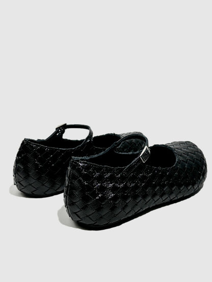 Gold Woven Ballerina Female French Low Heel Gentle Fairy Style Mary Jane Shoes【s0000014303】