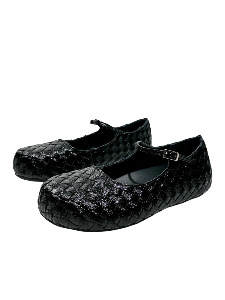 Gold Woven Ballerina Female French Low Heel Gentle Fairy Style Mary Jane Shoes【s0000014303】