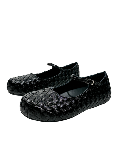 Gold Woven Ballerina Female French Low Heel Gentle Fairy Style Mary Jane Shoes【s0000014303】