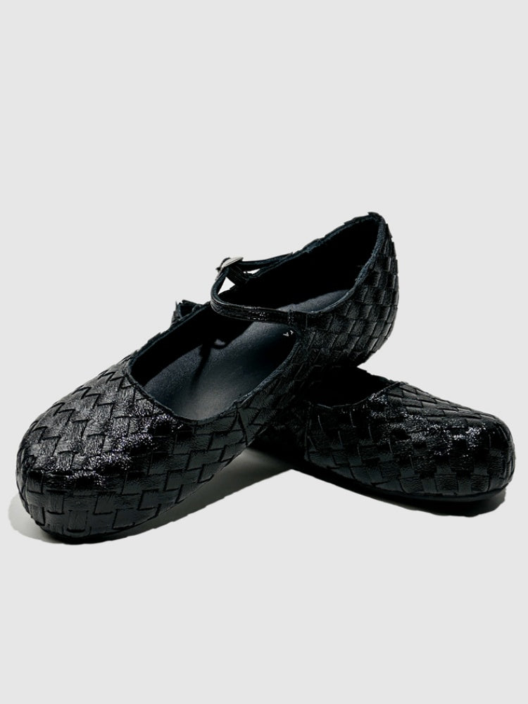 Gold Woven Ballerina Female French Low Heel Gentle Fairy Style Mary Jane Shoes【s0000014303】