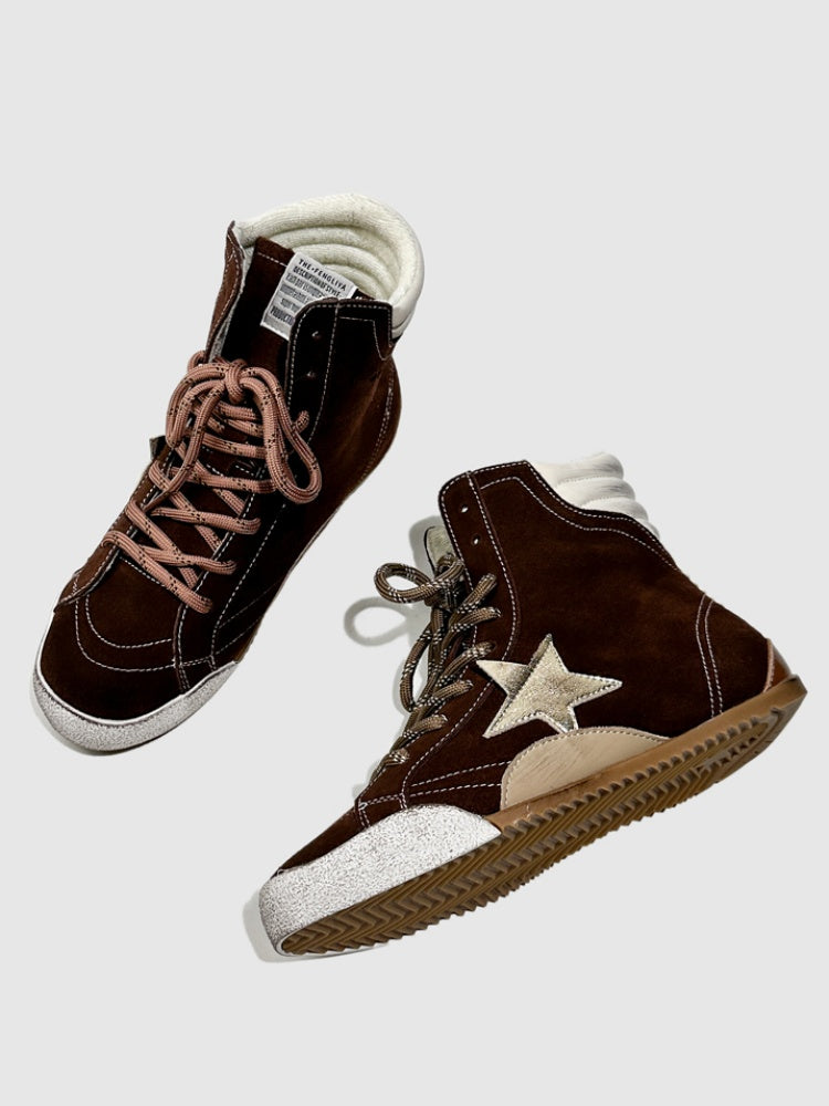 Flat Casual High-Tops Pentagram Dirty Shoes Fashion Moral Training Lace-Up Booties【s0000014304】