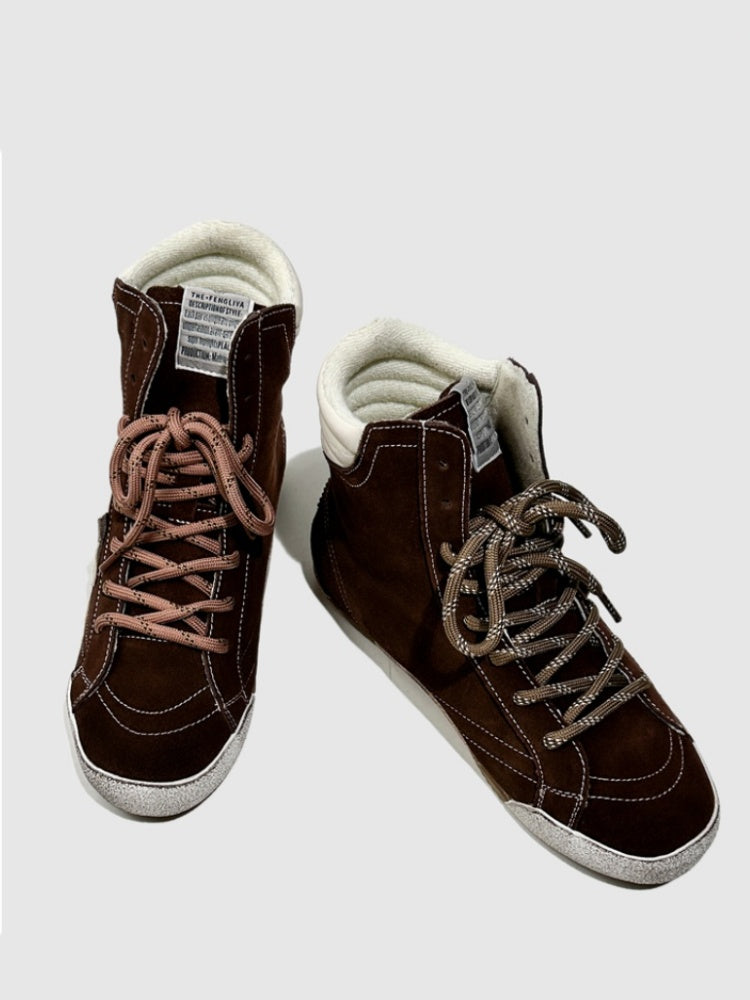 Flat Casual High-Tops Pentagram Dirty Shoes Fashion Moral Training Lace-Up Booties【s0000014304】