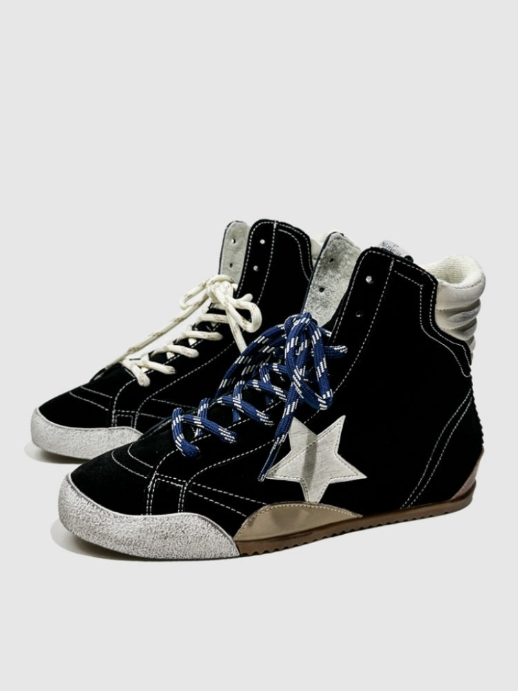 Flat Casual High-Tops Pentagram Dirty Shoes Fashion Moral Training Lace-Up Booties【s0000014304】