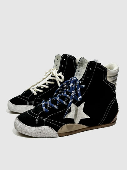 Flat Casual High-Tops Pentagram Dirty Shoes Fashion Moral Training Lace-Up Booties【s0000014304】