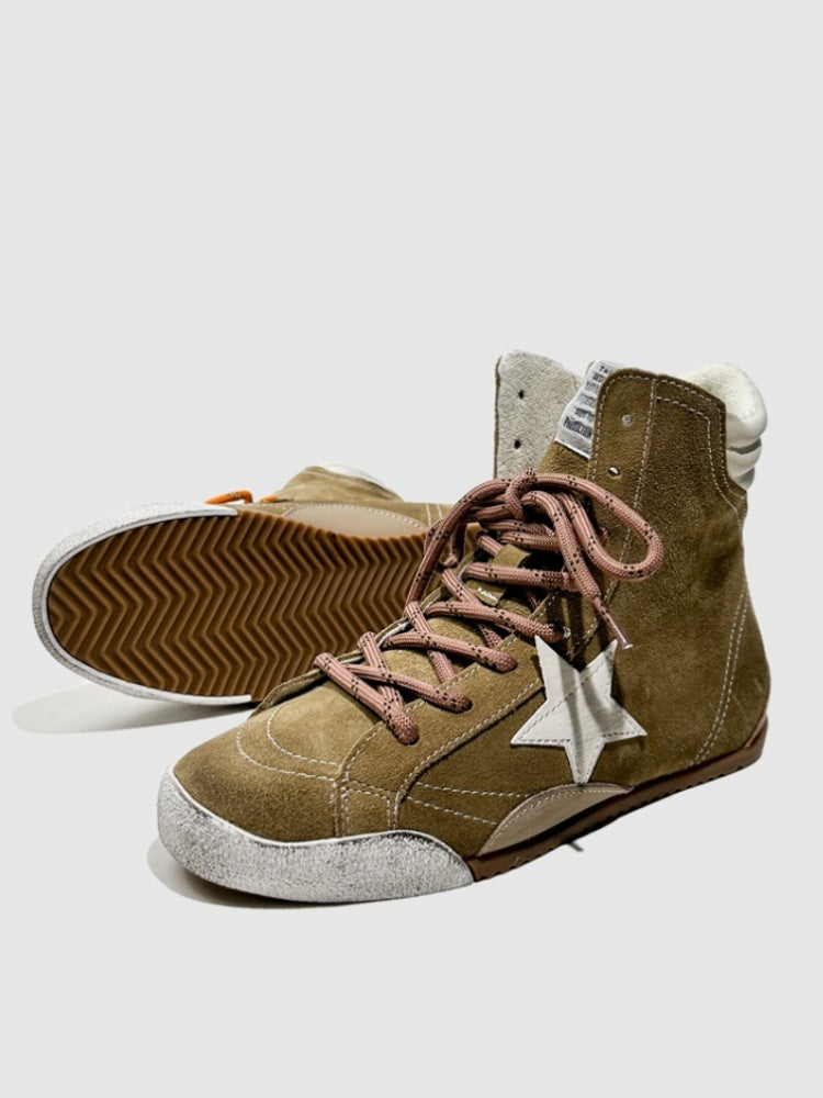 Flat Casual High-Tops Pentagram Dirty Shoes Fashion Moral Training Lace-Up Booties【s0000014304】