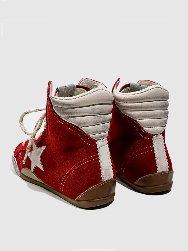 Flat Casual High-Tops Pentagram Dirty Shoes Fashion Moral Training Lace-Up Booties【s0000014304】