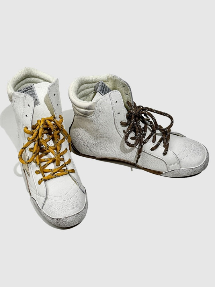 Flat Casual High-Tops Pentagram Dirty Shoes Fashion Moral Training Lace-Up Booties【s0000014304】