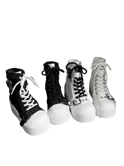 Satanic Contract Booties Subculture Girls' Platform Canvas Booties【s0000014307】